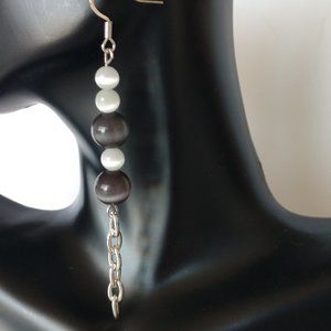 Smokey Black and White Agate Earrings Handmade